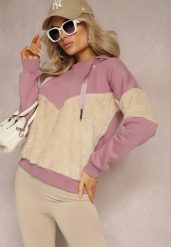 Ciemnoróżowa Bawełniana Bluza z Kapturem ze Ściągaczami i Polarem Eurynia. Czerwone bluzy Renee, bez wzorów, z bawełny, casualowe, bez ramiączek, z kapturem. W wyprzedaży za 79.99 zł.