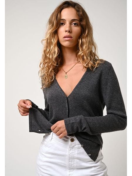 AUTHENTIC CASHMERE Kaszmirowy kardigan "Chalais" w kolorze antracytowym rozmiar: S. Czarne swetry AUTHENTIC CASHMERE, s, bez wzorów, z kaszmiru, bez ramiączek. Za 314.75 zł.