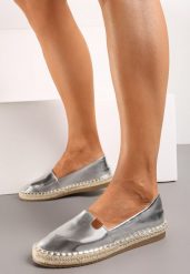 Srebrne Espadryle na Płaskiej Podeszwie Ozdobione Plecionką z Juty Vethalia. Szare espadryle Born2be, bez wzorów, z jeansu, bez obcasa, na płaskiej podeszwie. W wyprzedaży za 42.49 zł.