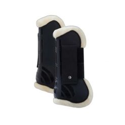 Buty z otwartym przodem i podszewką z imitacji futra Horze Caliber. Czarne buty treningowe HORZE, bez wzorów, z tworzywa sztucznego, bez zapięcia, do jazdy konnej. Za 197.00 zł.