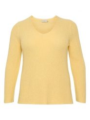 KAFFE curve Sweter w kolorze żółtym rozmiar: XL. Żółte swetry KAFFE curve, xl, bez wzorów, z bawełny, bez ramiączek. Za 87.81 zł.