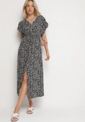 Czarna Bawełniana Sukienka z Gumką w Talii w Drobne Kwiatki Nulinea. Czarne sukienki Born2be, na co dzień, l, bez wzorów, z bawełny, eleganckie, bez kołnierzyka, bez ramiączek, maxi, rozkloszowane. Za 59.99 zł.