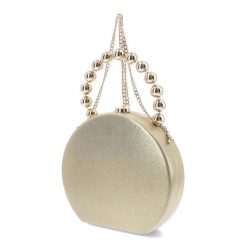 Torebka damska Menbur, ozdobny uchwyt z pereł oraz modny fason, złota, AMB0300. Żółte kopertówki Menbur, bez wzorów, eleganckie, bez dodatków. Za 259.00 zł.