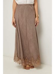 Le Monde du Lin Lniana spódnica w kolorze szarobrązowym rozmiar: 40/42. Brązowe spódnice Le Monde du Lin, bez wzorów, z koronki, maxi. Za 165.99 zł.
