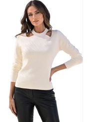Heine Sweter w kolorze kremowym rozmiar: 42. Brązowe swetry Heine, s, bez wzorów, z wiskozy, klasyczne, bez ramiączek. Za 61.60 zł.