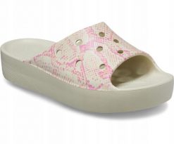 Klapki Dla Dorosłych Crocs Classic Platform Snake Print Slide. Brązowe klapki Crocs, bez wzorów, z materiału, bez obcasa, bez zapięcia. Za 119.99 zł.
