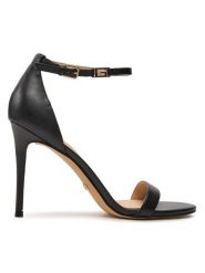 Guess Sandały Kabail FL8KIL LEA03 Czarny. Czarne sandały Guess, z aplikacjami, ze skóry, bez obcasa, na szpilce, bez zapięcia. Za 839.99 zł.