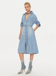 Miss Sixty Sukienka jeansowa 6L3DJ7341000 Niebieski Regular Fit. Niebieskie sukienki Miss Sixty, l, bez wzorów, z bawełny, bez kołnierzyka, bez ramiączek. Za 639.99 zł.