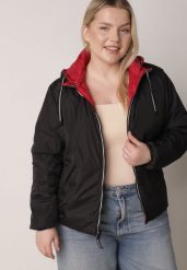 Czerwono-Czarna Przejściowa Kurtka Dwustronna z Pikowaniem i Kapturem Azirane. Czerwone kurtki Born2be, l, bez wzorów, z jeansu, eleganckie, z kapturem. Za 84.99 zł.