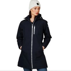 Kurtka przeciwdeszczowa damska Helly Hansen Long Belfast Winter. Niebieskie kurtki Helly Hansen, s, bez wzorów, bez kaptura. Za 493.99 zł.