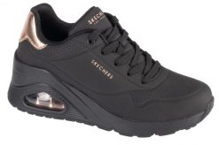 Buty sportowe Sneakersy damskie, Uno Wedge - Hi Steps. Czarne buty treningowe Skechers, bez wzorów, z materiału, przed kostkę, bez zapięcia, trekkingowe. Za 454.85 zł.