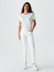 LTB Dżinsy "Molly" - Skinny fit - w kolorze białym rozmiar: W26/L34. Białe jeansy LTB, l, z aplikacjami, ze skóry, klasyczne, z podwyższonym stanem. Za 79.40 zł.