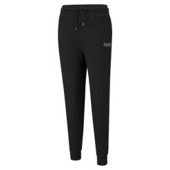 Spodnie damskie Puma Modern Basics High czarne. Czarne spodnie dresowe Puma, bez wzorów, długie. Za 319.00 zł.