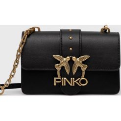 Pinko torebka skórzana kolor czarny. Czarne listonoszki Pinko, bez wzorów, na ramię, bez dodatków. W wyprzedaży za 959.99 zł.