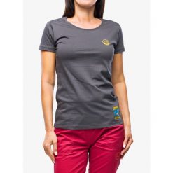 Koszulka wspinaczkowa damska La Sportiva Climbing on the Moon T-Shirt. Szare t-shirty sportowe La Sportiva, bez wzorów, bez ramiączek. Za 156.99 zł.