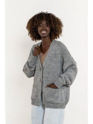 Awama Kardigan w kolorze szarym rozmiar: S/M. Szare swetry Awama, m, bez wzorów, bez ramiączek. Za 269.99 zł.