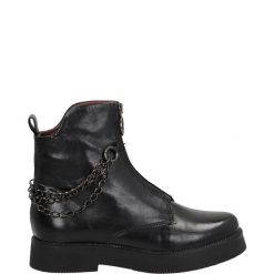 CZARNE BOTKI 565240 NERO. Czarne botki Venezia, bez wzorów, ze skóry, bez obcasa, bez zapięcia. Za 399.00 zł.