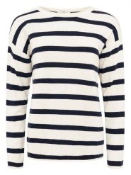 Zwillingsherz Sweter "Stripes" w kolorze kremowo-granatowym rozmiar: S. Brązowe swetry Zwillingsherz, s, bez wzorów, z kaszmiru, bez ramiączek. Za 189.74 zł.