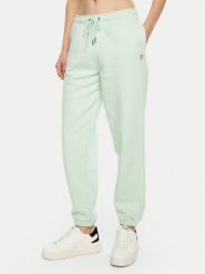 Guess Spodnie dresowe W4YB33 KC811 Zielony Regular Fit. Zielone spodnie dresowe Guess, z aplikacjami, z bawełny. Za 189.99 zł.