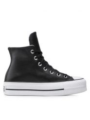 Converse Trampki Chuck Taylor All Star Lift Clean Hi 561675C Czarny. Czarne trampki Converse, bez wzorów, ze skóry, retro, bez zapięcia. Za 289.99 zł.