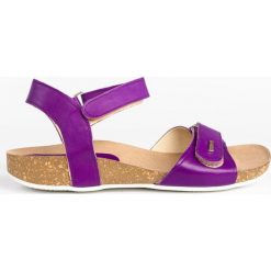 Sandały na korku - skóra naturalna - model 343 - kolor fioletowy lico (41). Fioletowe sandały Zapato, bez wzorów, z jeansu, boho, bez obcasa, na płaskiej podeszwie, bez zapięcia. W wyprzedaży za 269.10 zł.
