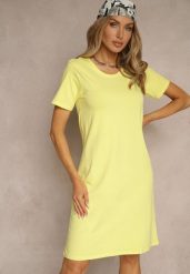 Żółta Sukienka z Bawełny o T-shirtowym Fasonie Niliora. Żółte sukienki Renee, na co dzień, l, bez wzorów, z bawełny, eleganckie, bez kołnierzyka, bez ramiączek, mini, sportowe. W wyprzedaży za 31.99 zł.