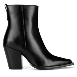 Botki Gino Rossi. Czarne botki Gino Rossi, bez wzorów, bez obcasa, na słupku, bez zapięcia. Za 239.99 zł.