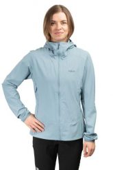 Kurtka softshell damska Borealis Hoody Women. Niebieskie kurtki przejściowe sportowe RAB, l, bez wzorów, z elastanu, z kapturem, do biegania. Za 539.99 zł.