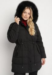Czarna Dwustronna Kurtka Futerko z Kapturem i Pikowaniem Falerina. Czarne kurtki Born2be, l, bez wzorów, z futra, biznesowe, z kapturem. Za 329.99 zł.