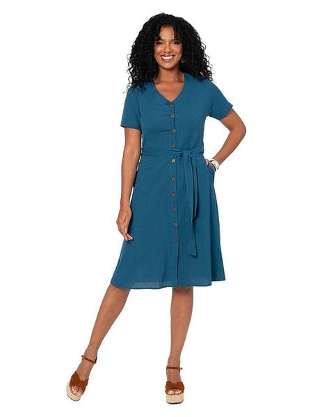 Aller Simplement Sukienka w kolorze niebieskim rozmiar: 38/40. Niebieskie sukienki Aller Simplement, bez wzorów, klasyczne, bez kołnierzyka, bez ramiączek, midi. Za 127.35 zł.