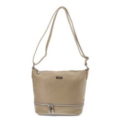 Beżowa Stylowa Torebka Damska Venezia. Brązowe listonoszki Venezia, bez wzorów, ze skóry, eleganckie, na ramię, bez dodatków. Za 269.99 zł.