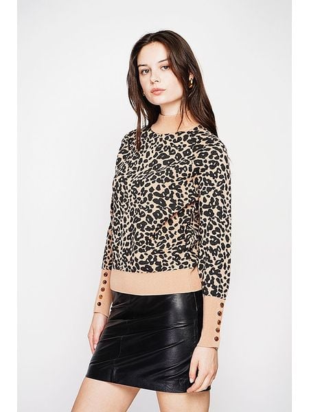 C& Jo Sweter w kolorze beżowo-czarnym rozmiar: 36. Brązowe swetry C& Jo, bez wzorów, ze splotem, klasyczne, bez ramiączek. Za 135.49 zł.