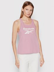 Reebok Top Identity HN6866 Fioletowy Relaxed Fit. Fioletowe topy Reebok, xs, bez wzorów, z bawełny, bez kołnierzyka, bez ramiączek. Za 59.99 zł.