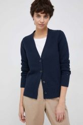 Tommy Hilfiger kardigan damski kolor granatowy. Niebieskie swetry Tommy Hilfiger, l, bez wzorów, z bawełny, bez ramiączek. Za 749.99 zł.