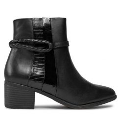 Botki Marco Tozzi. Czarne botki Marco Tozzi, bez wzorów, bez obcasa, na słupku, bez zapięcia. Za 279.99 zł.