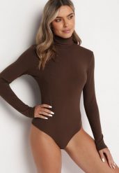 Brązowe Body z Golfem i Długim Rękawem Ophidite. Brązowe body i gorsety Born2be, bez wzorów, bez ramiączek. W wyprzedaży za 76.49 zł.