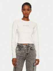 HUGO Bluzka Della 50537288 Biały Slim Fit. Białe bluzki Hugo, m, bez wzorów, z bawełny, bez kołnierzyka, bez ramiączek. Za 199.99 zł.
