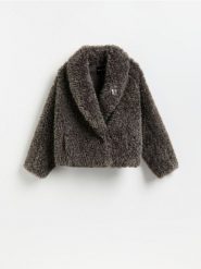 Kurtka z broszką - ciemnoszary. Szare kurtki Reserved, l, bez wzorów, bez kaptura. Za 299.99 zł.