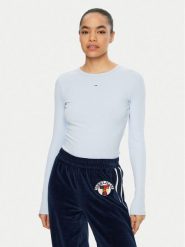Tommy Jeans Bluzka Essential DW0DW17387 Błękitny Slim Fit. Niebieskie bluzki Tommy Jeans, xxs, bez wzorów, z bawełny, bez kołnierzyka, bez ramiączek. Za 129.99 zł.