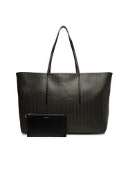 Calvin Klein Torebka Emblem Aop Large Tote W/ Pouch LV04F3364G Czarny. Czarne shopper bag Calvin Klein, bez wzorów, ze skóry, bez dodatków. Za 699.99 zł.