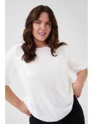 KAFFE curve Bluzka "Mirana" w kolorze białym rozmiar: L. Białe bluzki KAFFE curve, l, bez wzorów, bez kołnierzyka, bez ramiączek. Za 104.99 zł.