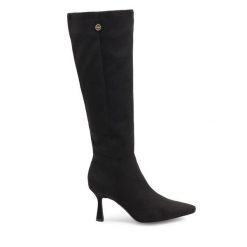 Kozaki Nine West. Czarne kozaki Nine West, bez wzorów, bez obcasa, na szpilce, bez zapięcia. Za 329.99 zł.