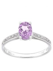 Rinani Złoty pierścionek z diamentami i ametystem rozmiar: 52. Różowe pierścionki Rinani, z ametystem, złote. Za 1,522.99 zł.