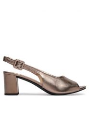Caprice Sandały 9-28307-46 Złoty. Żółte sandały Caprice, bez wzorów, ze skóry, bez obcasa, na słupku, bez zapięcia. Za 272.99 zł.