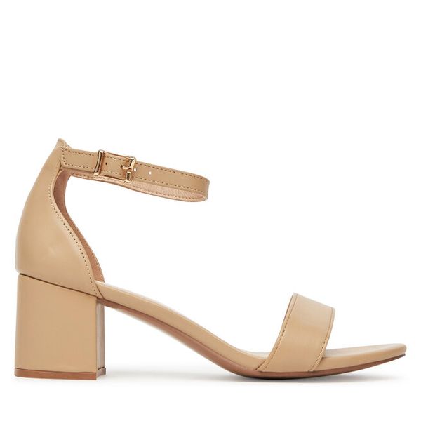 Sandały JENNY. Brązowe sandały Jenny, bez wzorów, bez obcasa, na słupku, bez zapięcia. Za 119.99 zł.