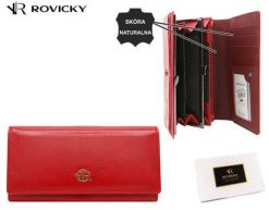 Portfel damski ROVICKY RPX-24A-ML Red czerwony. Czerwone portfele ROVICKY, bez wzorów, ze skóry. Za 64.00 zł.
