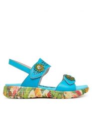 Laura Vita Sandały Sanao 53 Niebieski. Niebieskie sandały LAURA VITA, bez wzorów, ze skóry, bez obcasa, na płaskiej podeszwie, bez zapięcia. Za 389.99 zł.