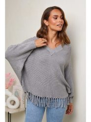 Soft Cashmere Sweter w kolorze szarym rozmiar: 34/36. Szare swetry Soft Cashmere, bez wzorów, ze splotem, klasyczne, bez ramiączek. Za 131.12 zł.