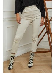 Plume Dżinsy "Dorit" - Slim fit - w kolorze beżowym rozmiar: 36. Brązowe jeansy Plume, bez wzorów, z podwyższonym stanem. Za 92.64 zł.