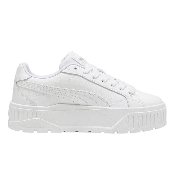 Buty damskie sportowe platformy skóra Puma KARMEN II. Białe buty treningowe Puma, bez wzorów, z materiału, bez zapięcia, trekkingowe. Za 189.00 zł.